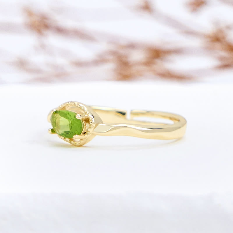 Anello Olivenorma Peridot Irregolare Semplice S925 Placcato Oro 
