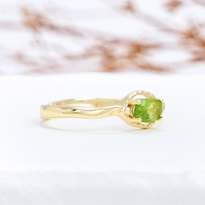 Anello Olivenorma Peridot Irregolare Semplice S925 Placcato Oro 