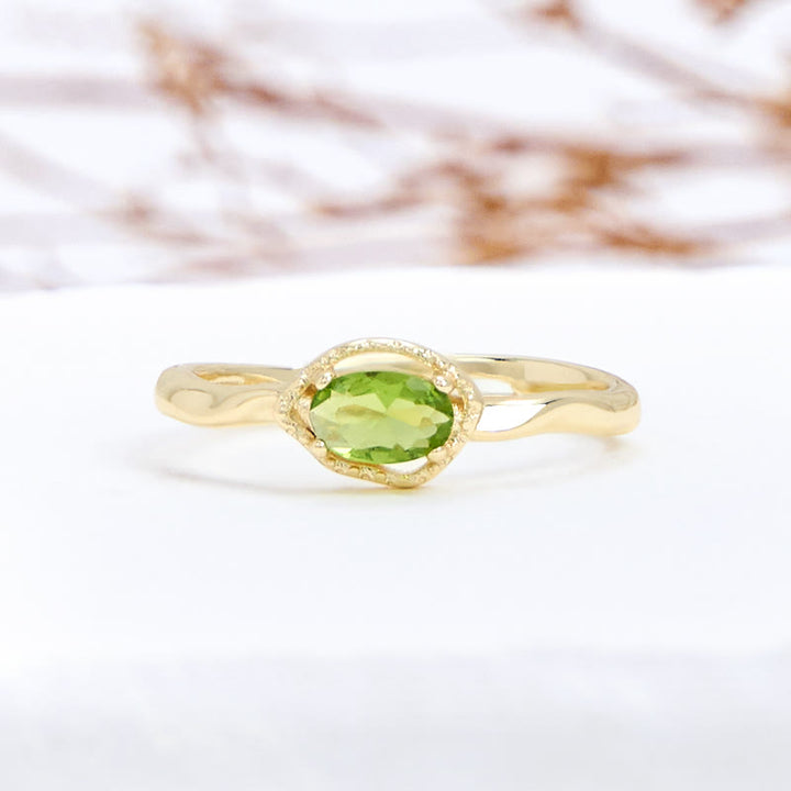 Anello Olivenorma Peridot Irregolare Semplice S925 Placcato Oro 