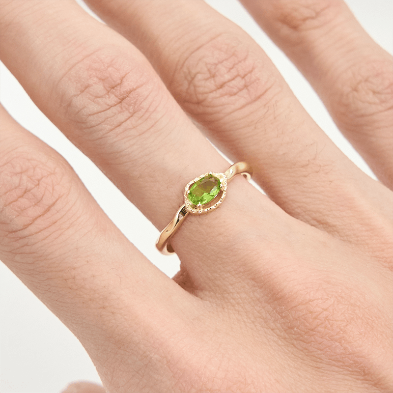 Anello Olivenorma Peridot Irregolare Semplice S925 Placcato Oro 