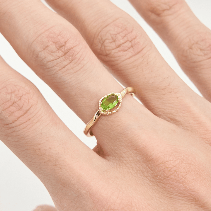 Anello Olivenorma Peridot Irregolare Semplice S925 Placcato Oro 