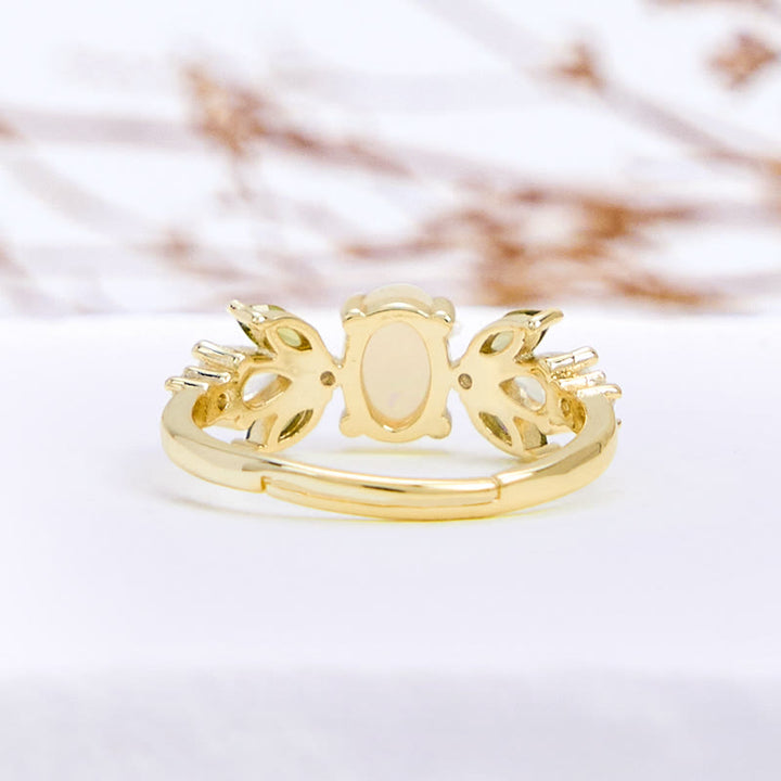 Anello Olivenorma Delicato Opale Foglia Peridoto Zircone