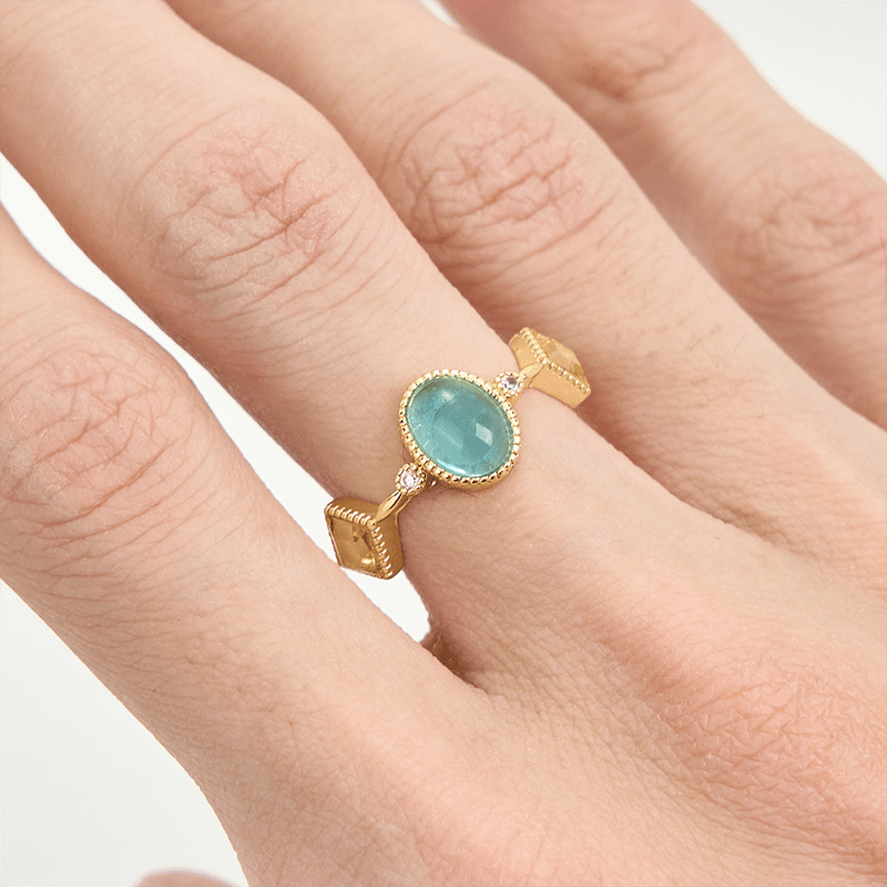 Anello Olivenorma Vintage Ovale Acquamarina Quadrato Citrino