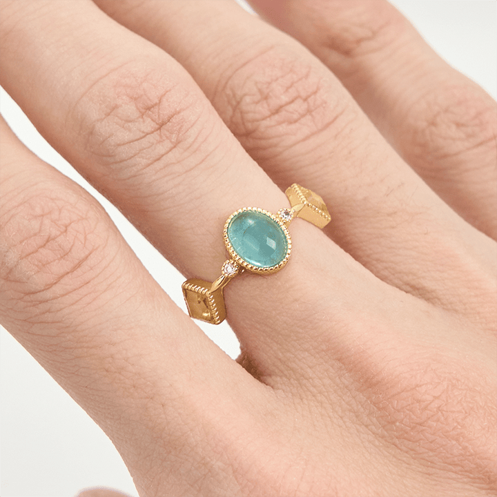 Anello Olivenorma Vintage Ovale Acquamarina Quadrato Citrino