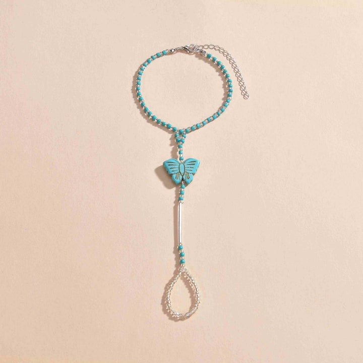 Olivenorma Cavigliera Piercing a Farfalla con Perline Turchesi