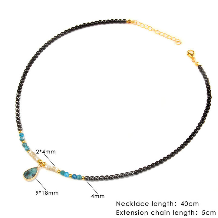 Collana con ciondolo in pietra preziosa in vetro sfaccettato con ossidiana naturale Olivenorma