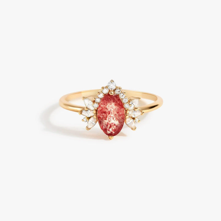 Anello a corona di fiori in quarzo fragola naturale Olivenorma