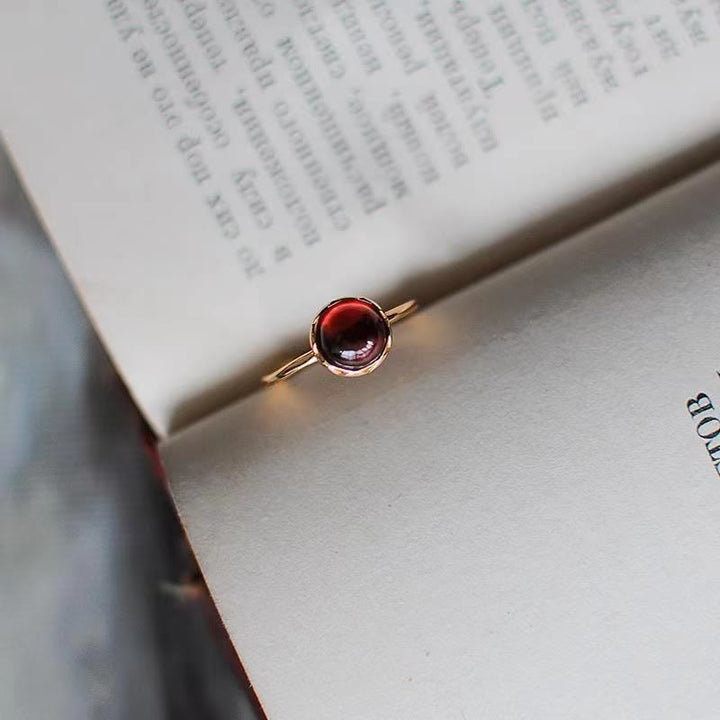Anello Olivenorma Retro Semplice Rotondo Pietra Granato