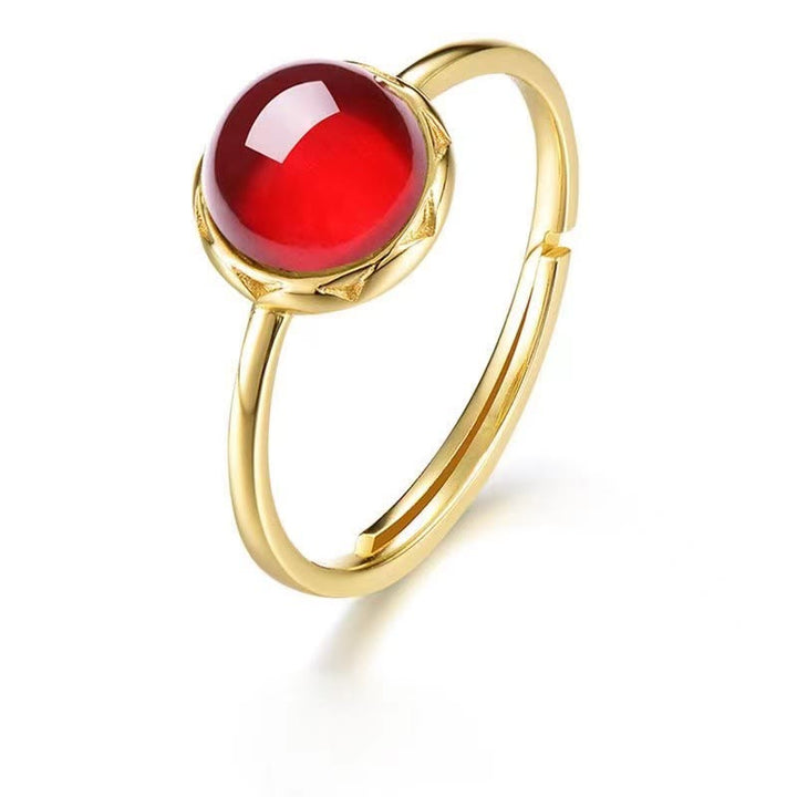 Anello Olivenorma Retro Semplice Rotondo Pietra Granato
