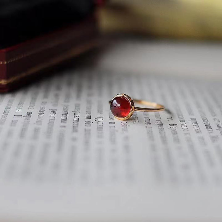 Anello Olivenorma Retro Semplice Rotondo Pietra Granato