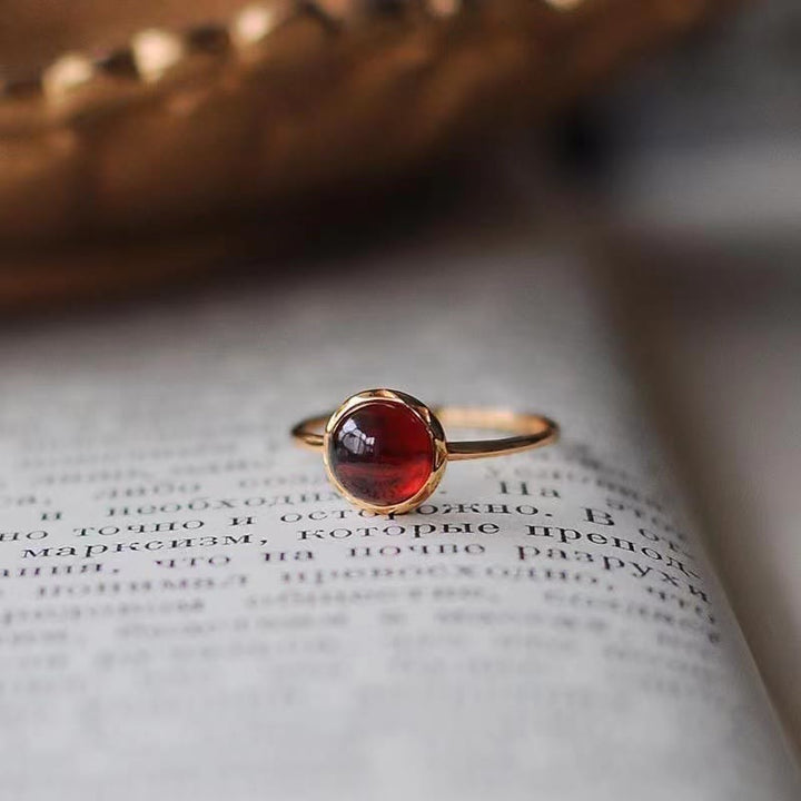 Anello Olivenorma Retro Semplice Rotondo Pietra Granato