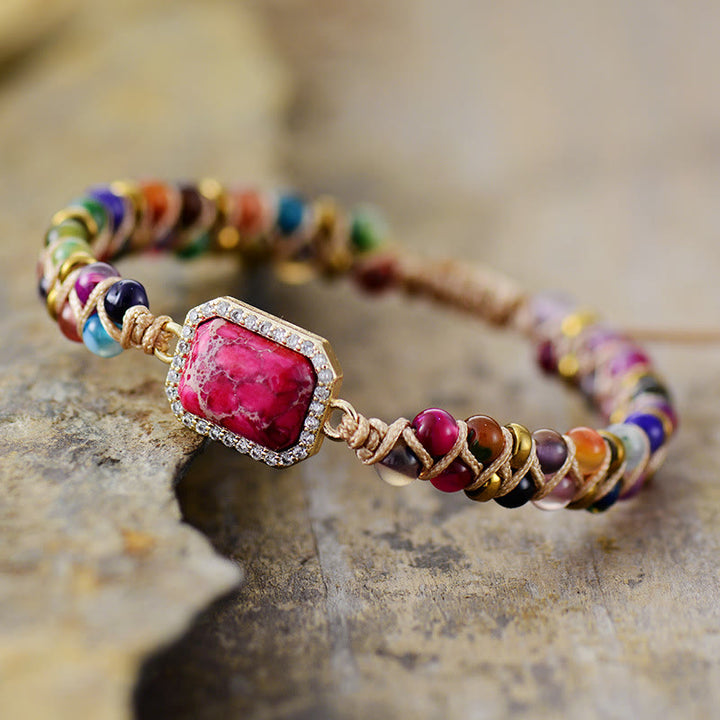 Bracciale intrecciato Olivenorma Blue Green Pink Emperor Stone