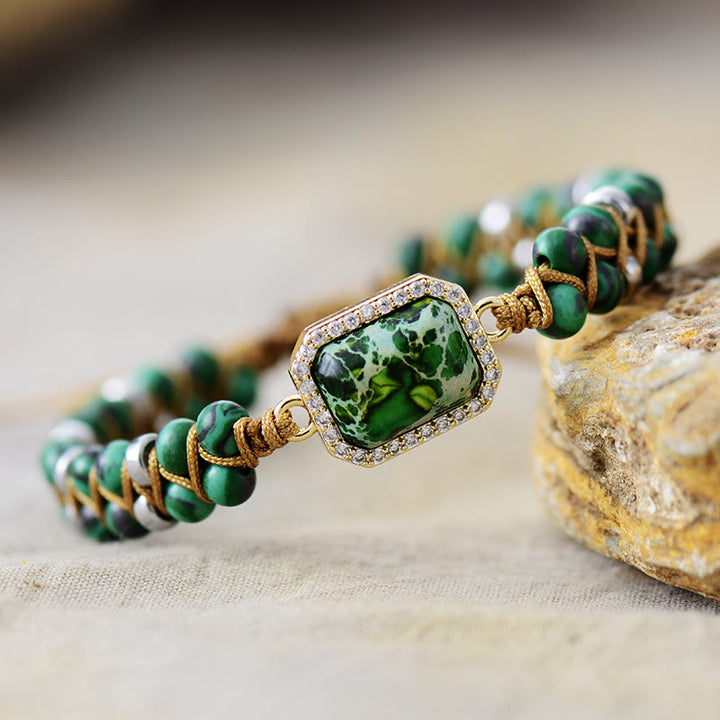 Bracciale intrecciato Olivenorma Blue Green Pink Emperor Stone