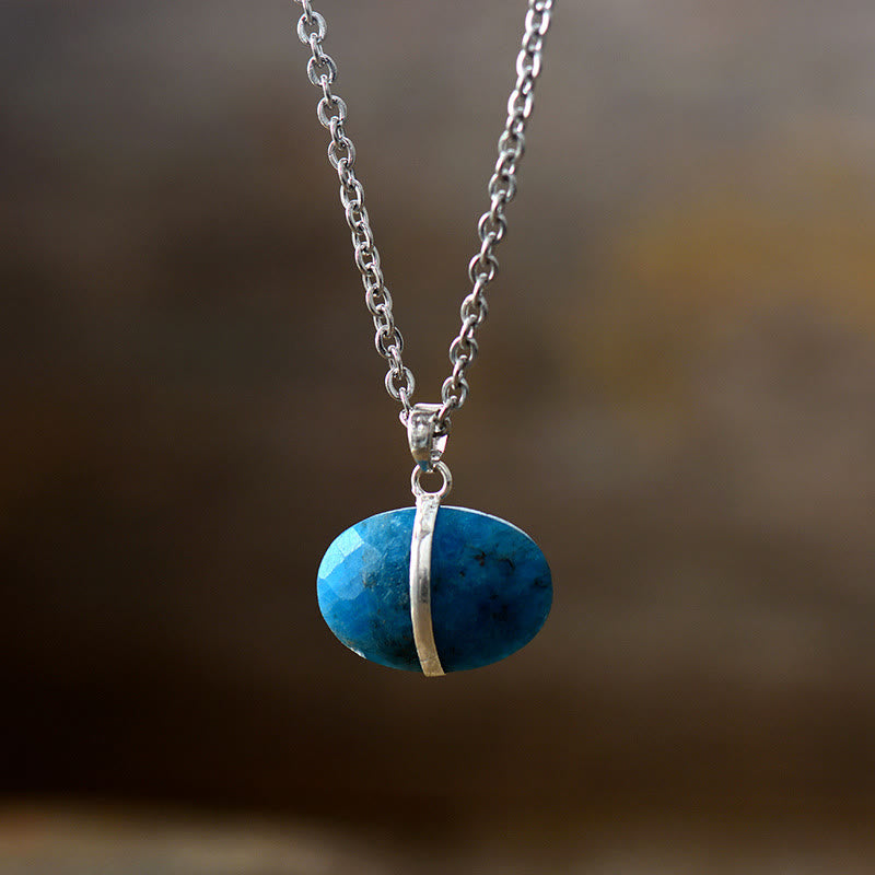 Collana con ciondolo in pietra naturale taglio ovale Olivenorma