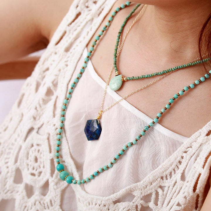 Collana con ciondolo in pietra naturale a taglio esagonale Olivenorma