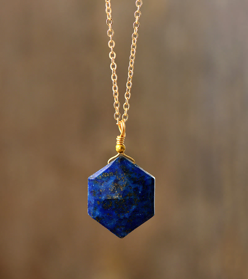 Collana con ciondolo in pietra naturale a taglio esagonale Olivenorma
