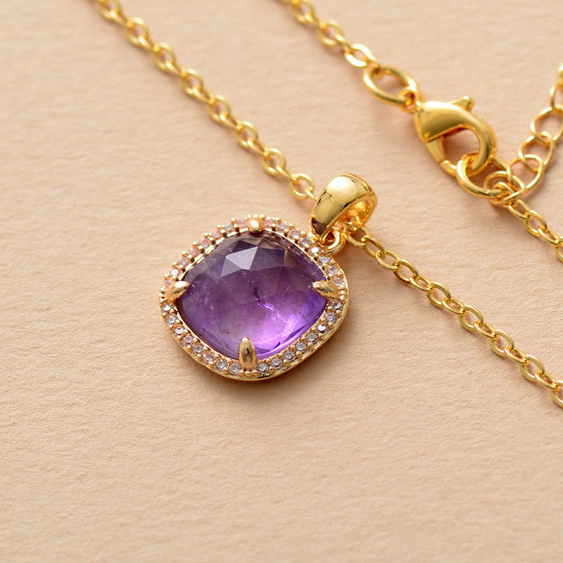 Collana con ciondolo in pietra naturale taglio quadrato Olivenorma