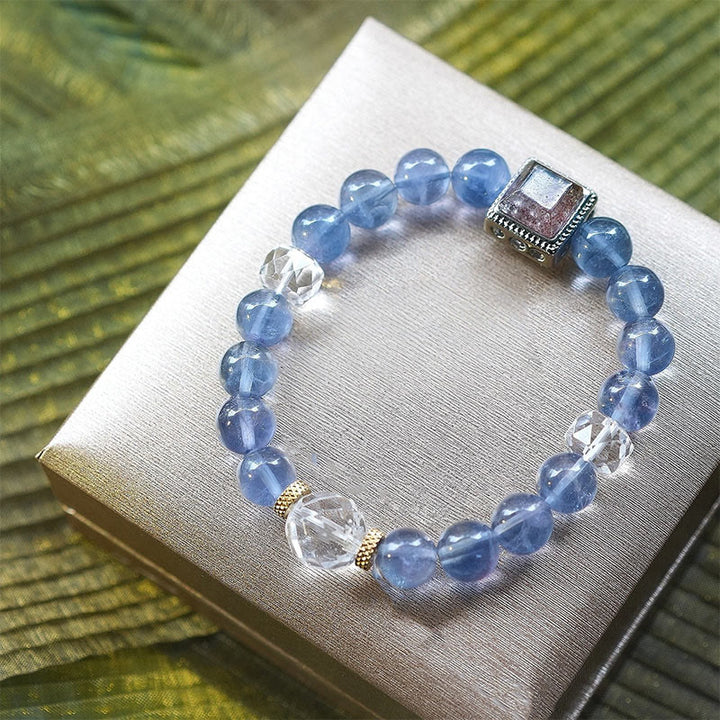 Braccialetto di perline di fluorite viola blu naturale Olivenorma