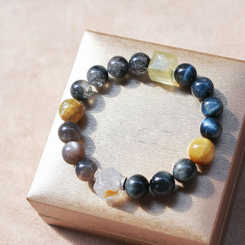 Bracciale Olivenorma Hawk's Eye Quartz Black Quartz Rutilato