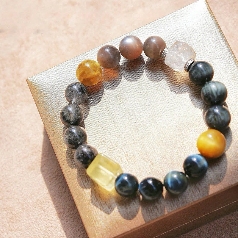Bracciale Olivenorma Hawk's Eye Quartz Black Quartz Rutilato
