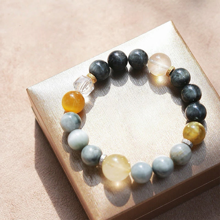 Bracciale Olivenorma Hawk's Eye Quartz Black Quartz Rutilato