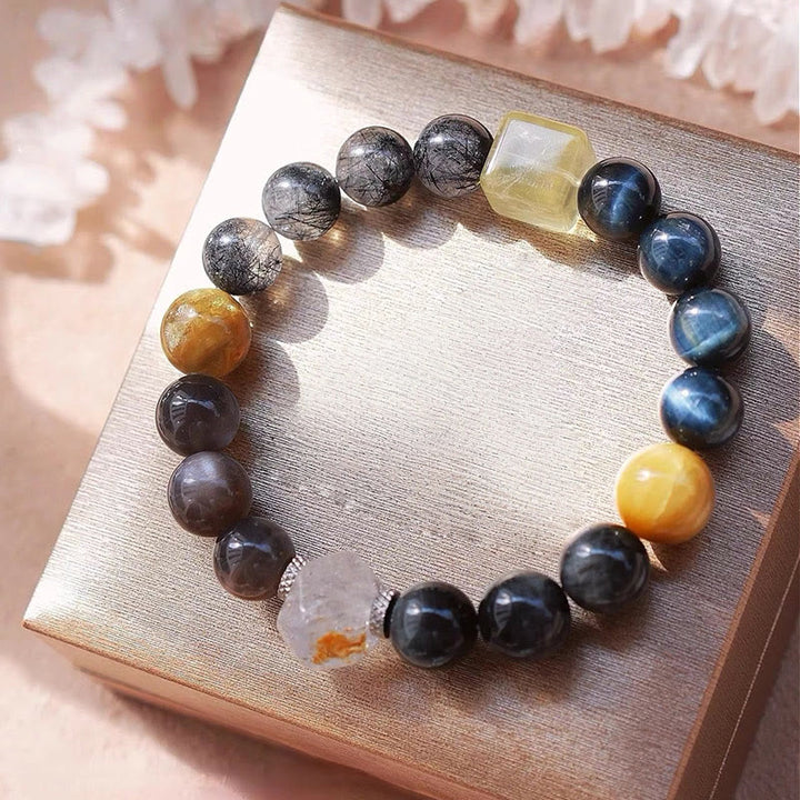 Bracciale Olivenorma Hawk's Eye Quartz Black Quartz Rutilato