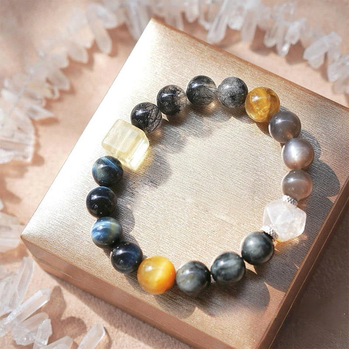 Bracciale Olivenorma Hawk's Eye Quartz Black Quartz Rutilato