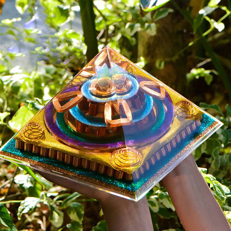 Olivenorma Metatron's Cubebe Taglio Piramide Orgonica Opalite