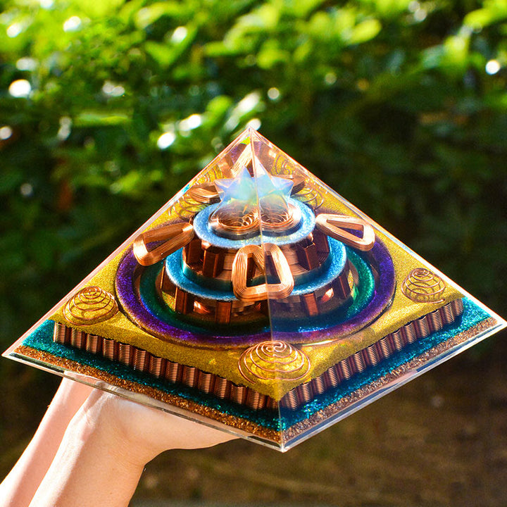 Olivenorma Metatron's Cubebe Taglio Piramide Orgonica Opalite