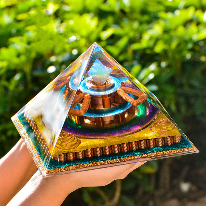 Olivenorma Metatron's Cubebe Taglio Piramide Orgonica Opalite