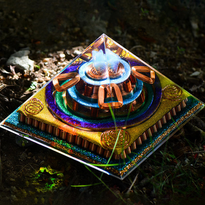 Olivenorma Metatron's Cubebe Taglio Piramide Orgonica Opalite