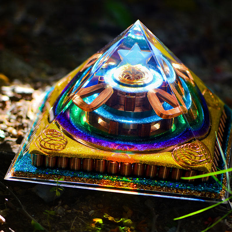 Olivenorma Metatron's Cubebe Taglio Piramide Orgonica Opalite