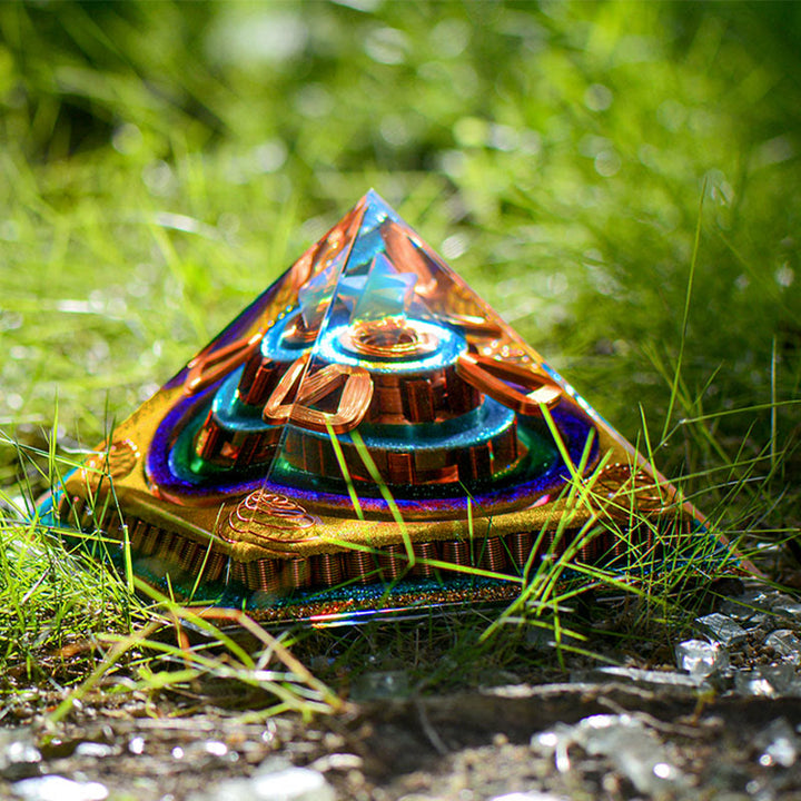 Olivenorma Metatron's Cubebe Taglio Piramide Orgonica Opalite