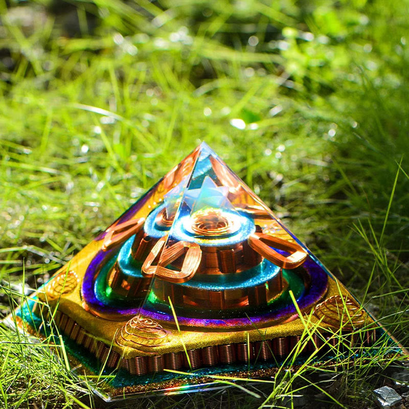 Olivenorma Metatron's Cubebe Taglio Piramide Orgonica Opalite