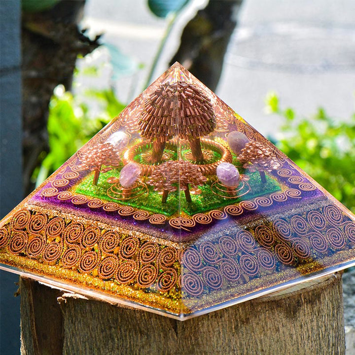Olivenorma Ametista Palla Attrae Ricchezza Energia Orgone Piramide