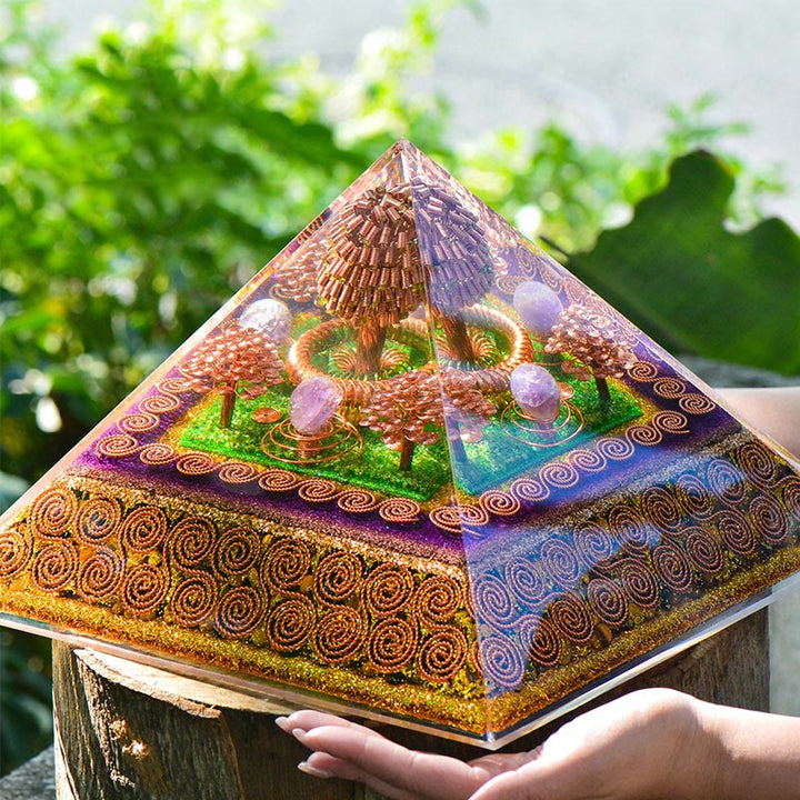 Olivenorma Ametista Palla Attrae Ricchezza Energia Orgone Piramide