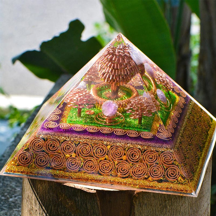 Olivenorma Ametista Palla Attrae Ricchezza Energia Orgone Piramide