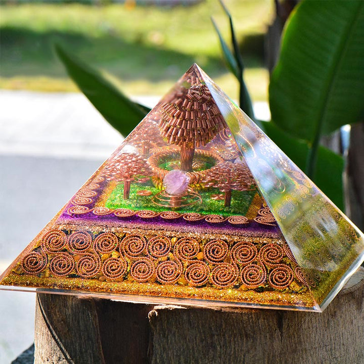 Olivenorma Ametista Palla Attrae Ricchezza Energia Orgone Piramide