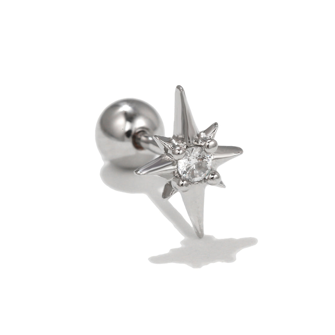 Orecchini a bottone con grazioso motivo in zircone intarsiato Olivenorma - Stella a otto punte - image 2