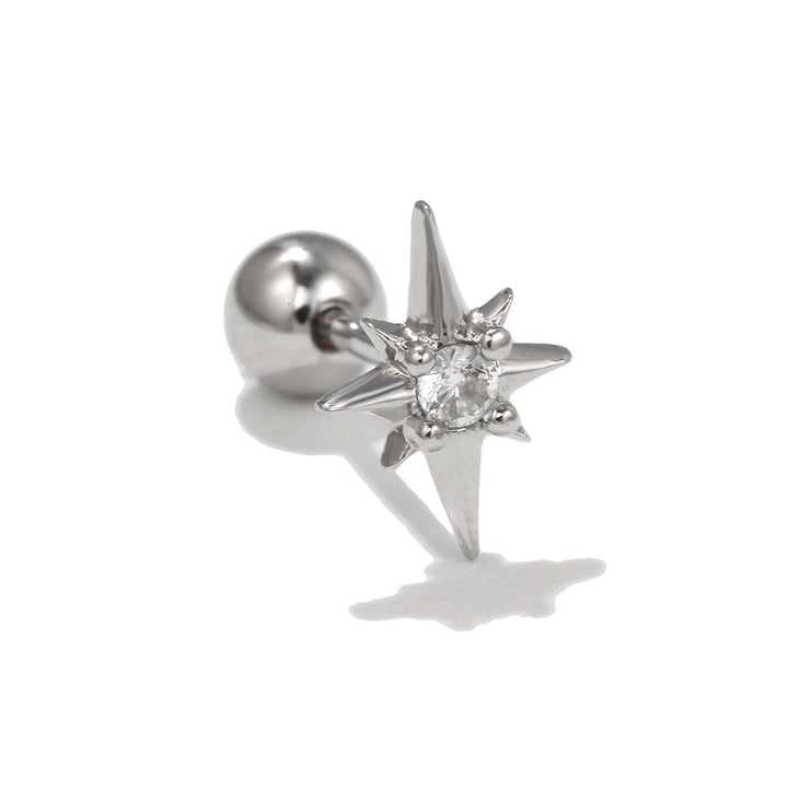 Orecchini a bottone con grazioso motivo in zircone intarsiato Olivenorma - Stella a otto punte - image 2