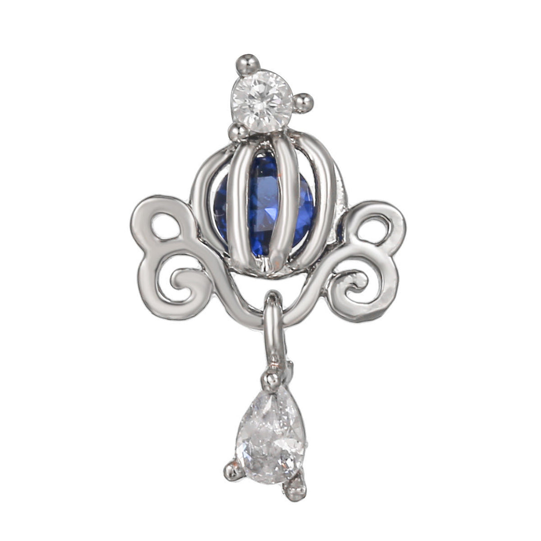 Orecchini a bottone con grazioso motivo in zircone intarsiato Olivenorma - Zucca cava di topazio blu - image 5