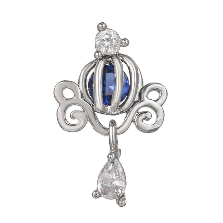 Orecchini a bottone con grazioso motivo in zircone intarsiato Olivenorma - Zucca cava di topazio blu - image 5