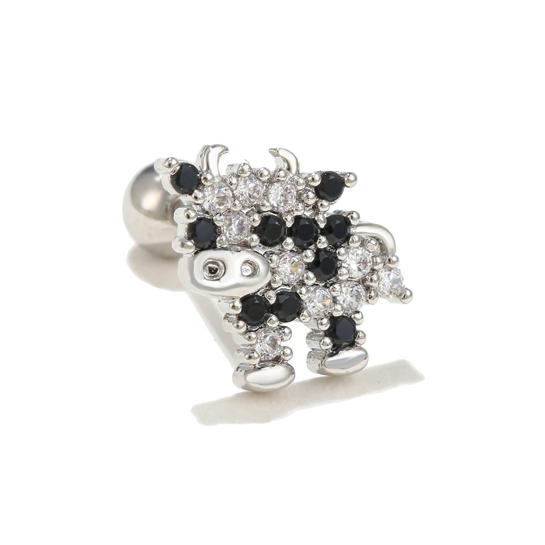 Orecchini a bottone con grazioso motivo in zircone intarsiato Olivenorma - Mucca - image 15