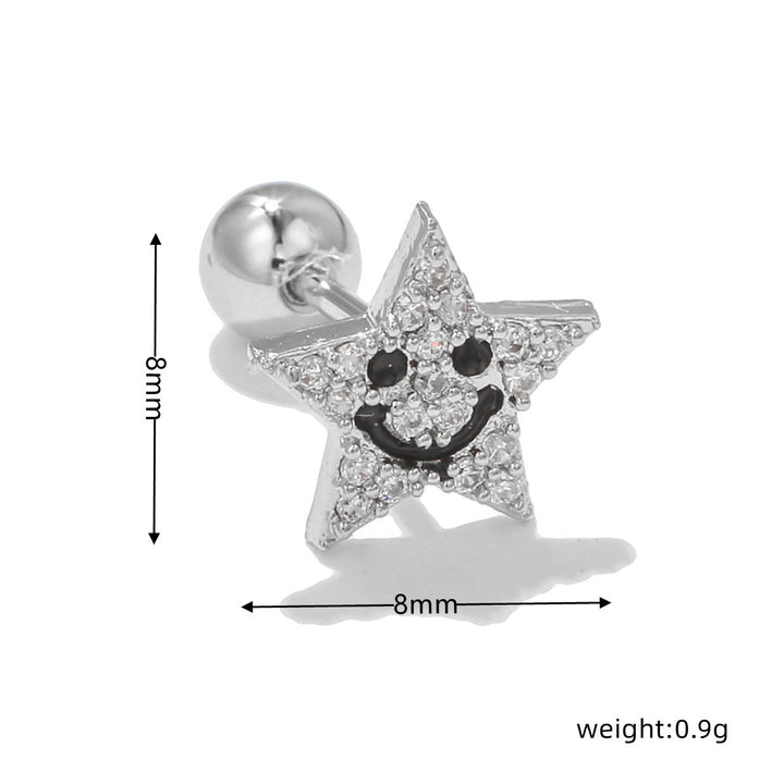 Orecchini a bottone con motivo carino in zircone intarsiato in argento Olivenorma