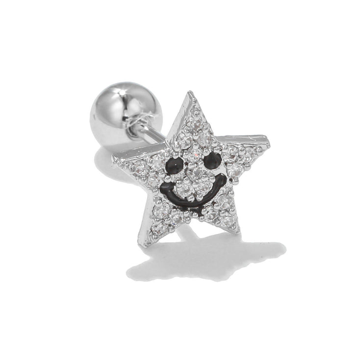 Orecchini a bottone con motivo carino in zircone intarsiato in argento Olivenorma