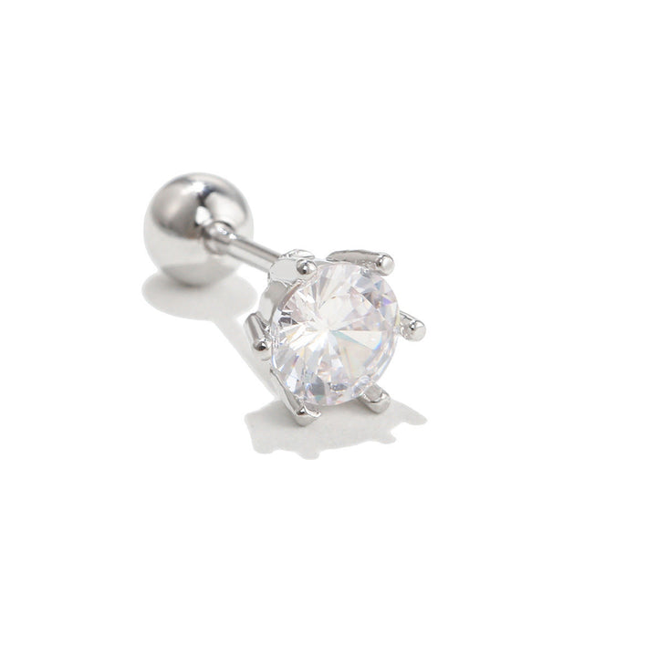 Orecchini a bottone con motivo carino in zircone intarsiato in argento Olivenorma