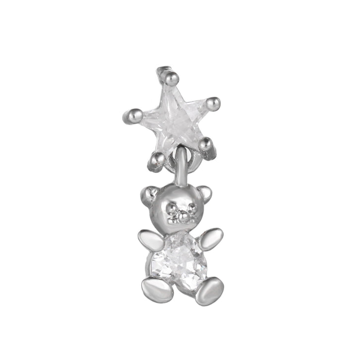 Orecchini a bottone con motivo carino in zircone intarsiato in argento Olivenorma