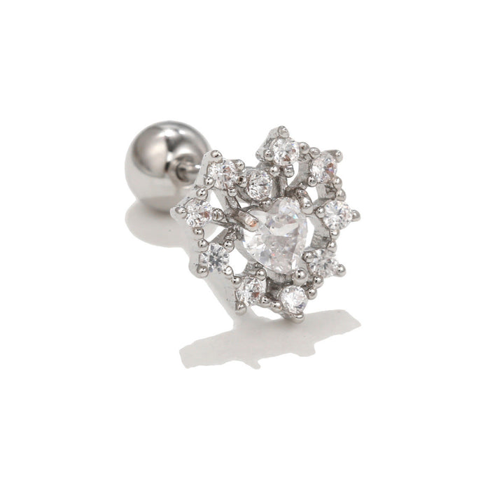 Orecchini a bottone con grazioso motivo in zircone intarsiato Olivenorma - Cuore vuoto - image 3