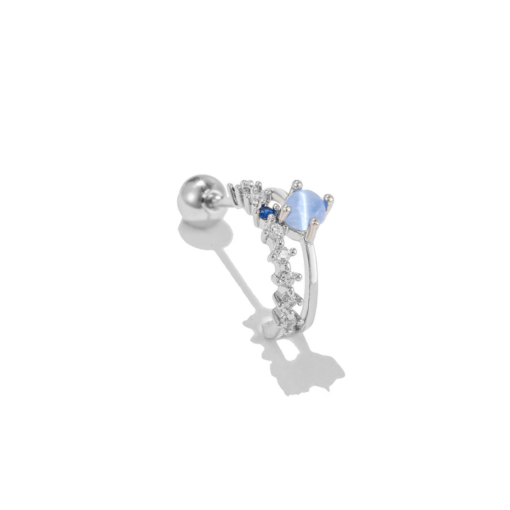 Orecchini a bottone con motivo carino in zircone intarsiato in argento Olivenorma