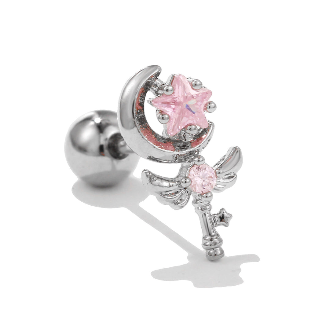 Orecchini a bottone con grazioso motivo in zircone intarsiato Olivenorma - Bacchetta magica - image 13